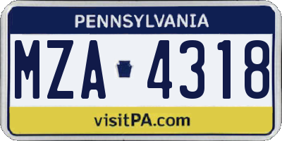 PA license plate MZA4318
