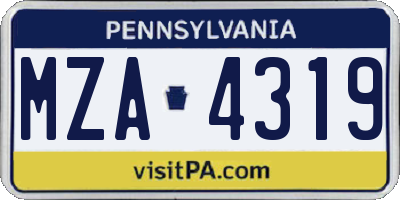 PA license plate MZA4319