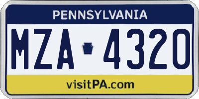 PA license plate MZA4320