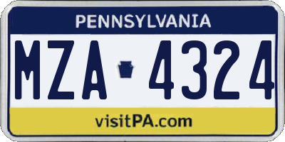 PA license plate MZA4324