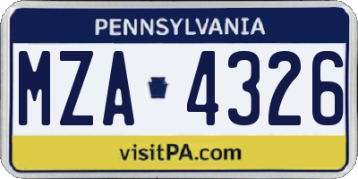 PA license plate MZA4326