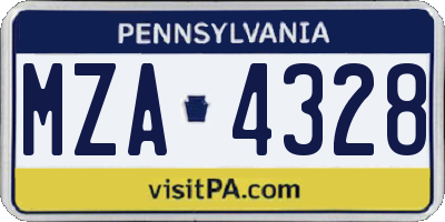 PA license plate MZA4328
