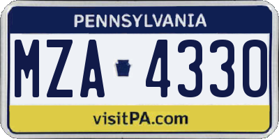 PA license plate MZA4330