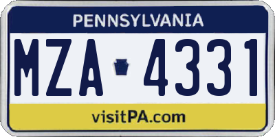 PA license plate MZA4331
