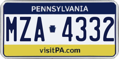 PA license plate MZA4332