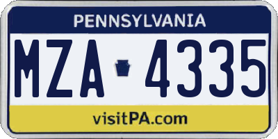 PA license plate MZA4335