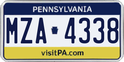 PA license plate MZA4338