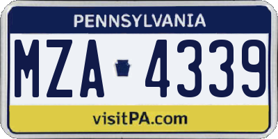 PA license plate MZA4339
