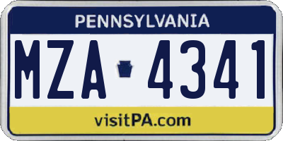 PA license plate MZA4341