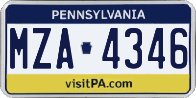 PA license plate MZA4346
