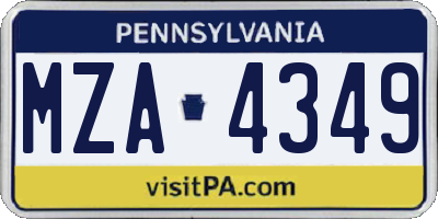 PA license plate MZA4349