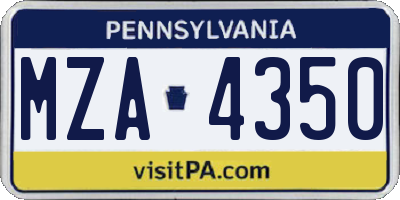 PA license plate MZA4350