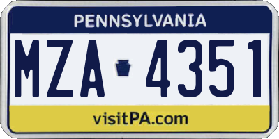 PA license plate MZA4351