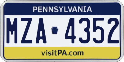 PA license plate MZA4352