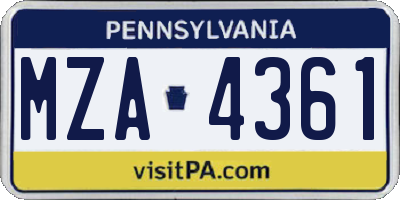 PA license plate MZA4361