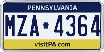 PA license plate MZA4364