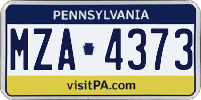 PA license plate MZA4373