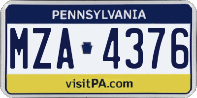 PA license plate MZA4376