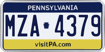 PA license plate MZA4379