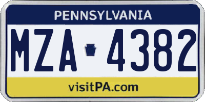 PA license plate MZA4382