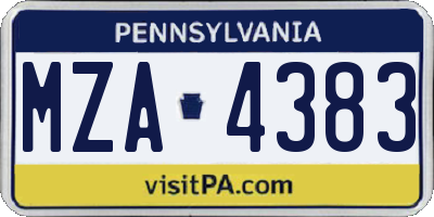 PA license plate MZA4383