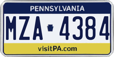 PA license plate MZA4384