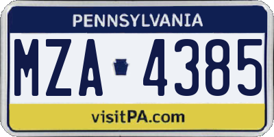 PA license plate MZA4385