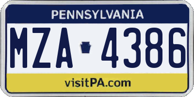 PA license plate MZA4386