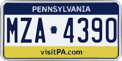 PA license plate MZA4390