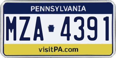 PA license plate MZA4391