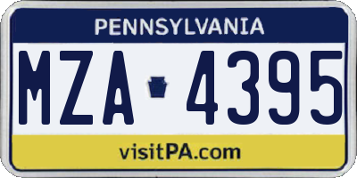 PA license plate MZA4395