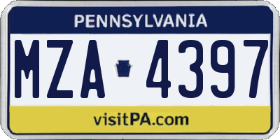 PA license plate MZA4397