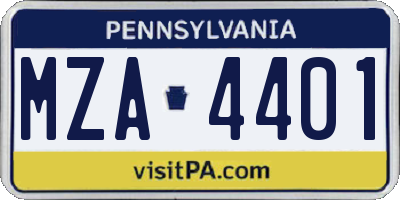 PA license plate MZA4401