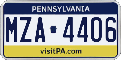 PA license plate MZA4406
