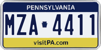 PA license plate MZA4411