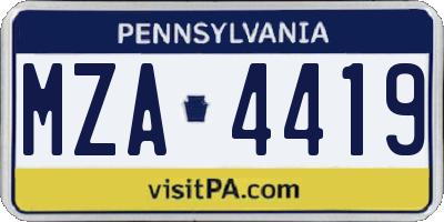 PA license plate MZA4419