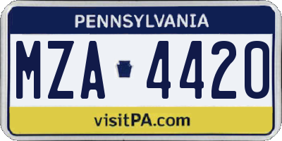 PA license plate MZA4420