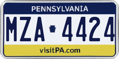 PA license plate MZA4424