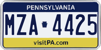 PA license plate MZA4425