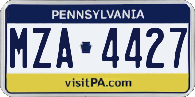 PA license plate MZA4427