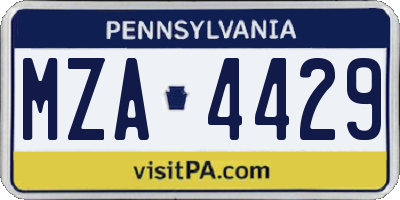 PA license plate MZA4429