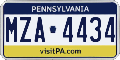 PA license plate MZA4434