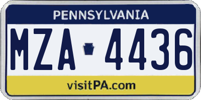PA license plate MZA4436
