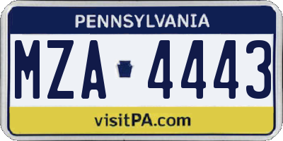 PA license plate MZA4443