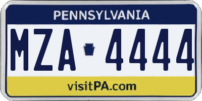 PA license plate MZA4444