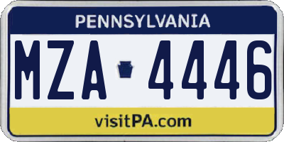 PA license plate MZA4446