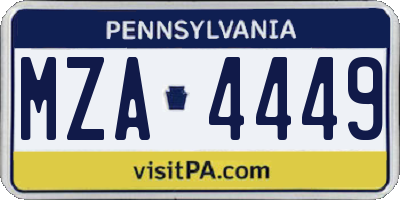 PA license plate MZA4449