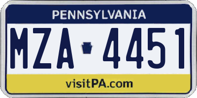 PA license plate MZA4451