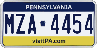 PA license plate MZA4454