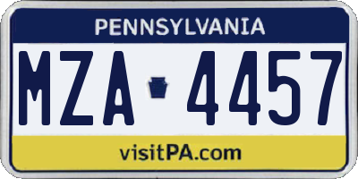 PA license plate MZA4457